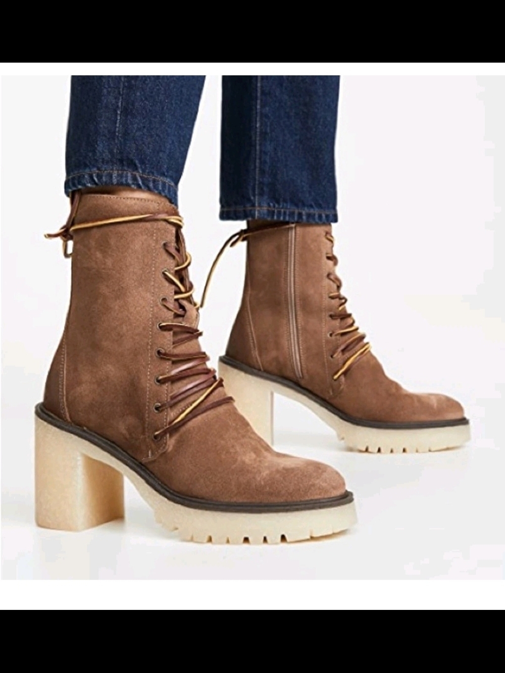 Free People Dylan Women's Lace Up Brown Suede Rounded Toe Boots Size 37/6,5-7